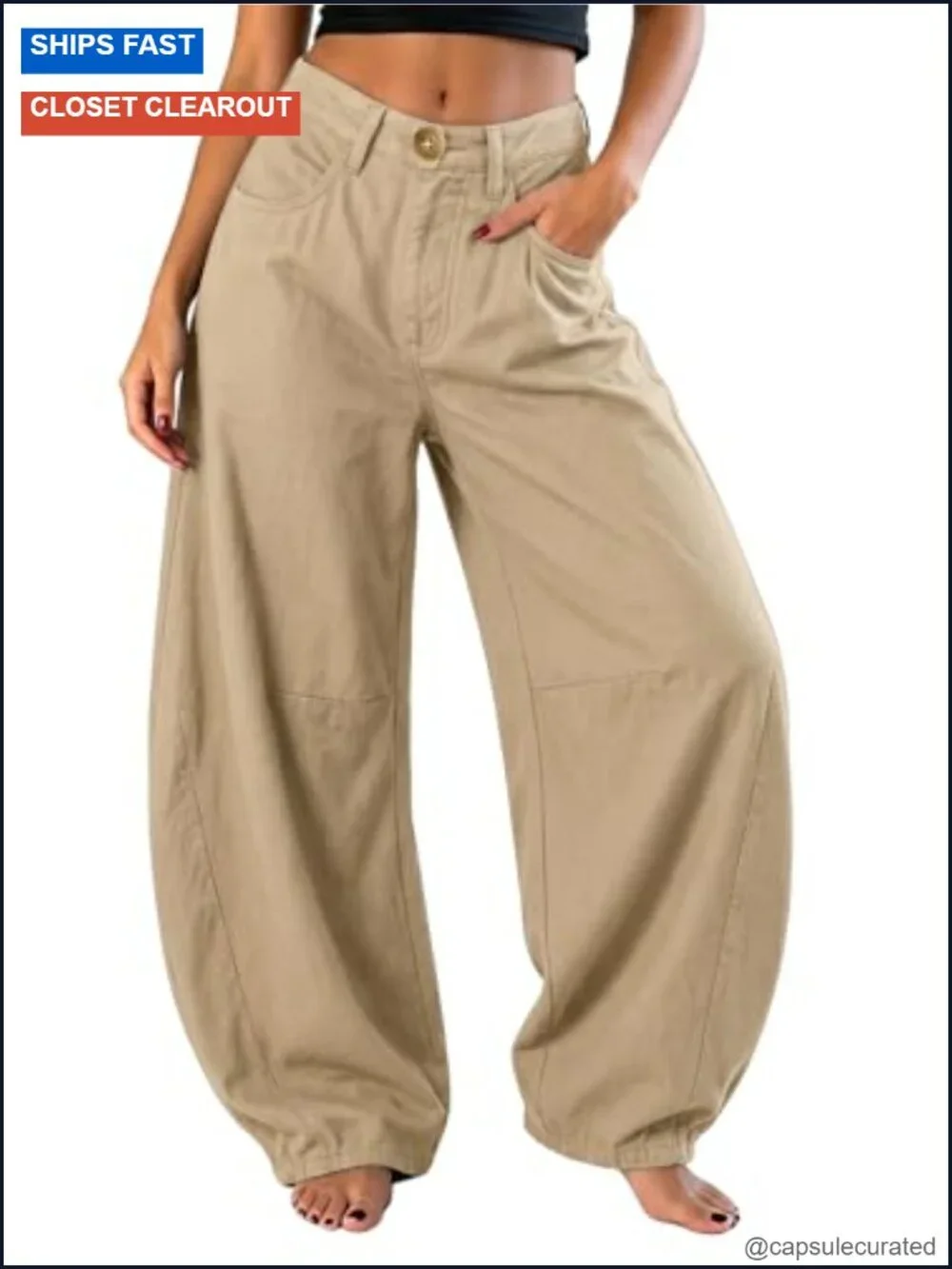 Faux Linen Barrel Pants Baggy Wide Leg Palazzo Summer Cotton Lightweight